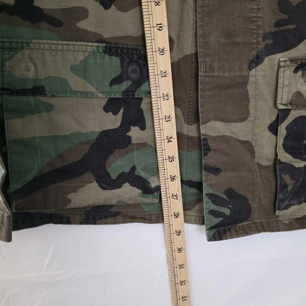 US Army Jacket Mens Med Reg Combat Coat Woodland Camo Name Airborne Calvary 1988